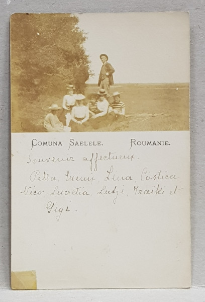 COMUNA SAELELE , ROMANIA , FOTOGRAFIE DE GRUP , TIP CARTE POSTALA , MONOCROMA, CIRCULATA , CLASICA , CCA. 1900