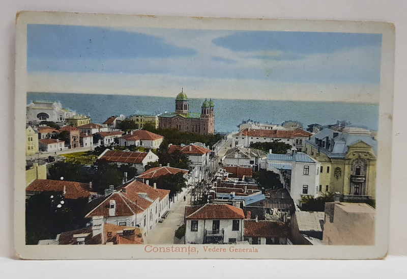 CONSTANTA , VEDERE GENERALA , CARTE POSTALA ILUSTRATA , POLICROMA, CIRCULATA , DATATA 1914