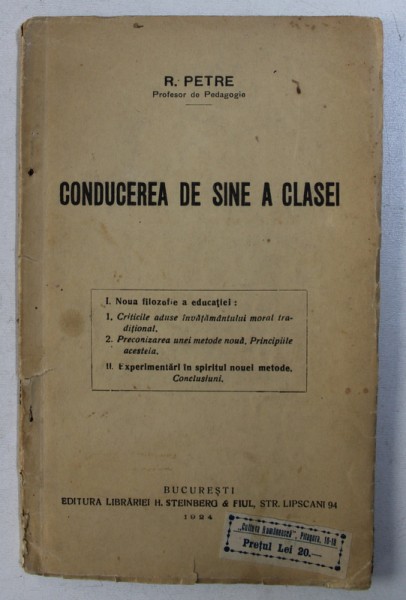 CONDUCEREA DE SINE A CLASEI de R. PETRE , 1924