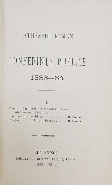 CONFERINTE PUBLICE 1883-84