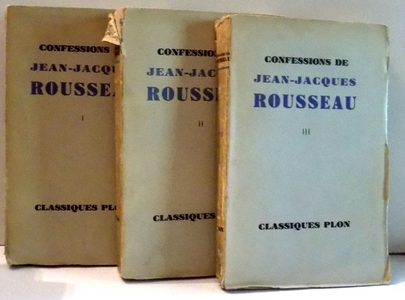 CONFESSIONS de JEAN-JACQUES ROUSSEAU , VOL I-III , 1930