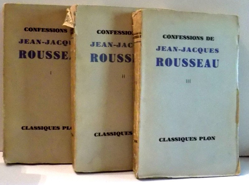 CONFESSIONS de JEAN-JACQUES ROUSSEAU , VOL I-III , 1930