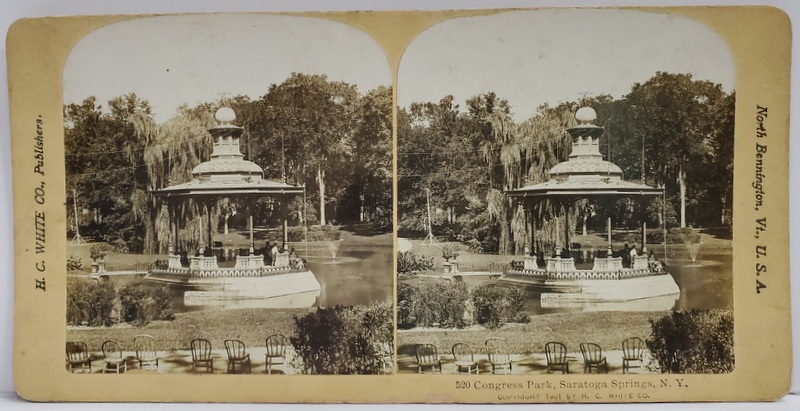 CONGRESS PARK , SARATOGA SPRINGS , FOTOGRAFIE STEREOSCOPICA , 1901