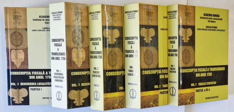 CONSCRIPTIA FISCALA A TRANSILVANIEI DIN ANUL 1750 , SET DE CINCI VOLUME de LADISLAU GYEMANT ... FLORIN MURESAN , 2009