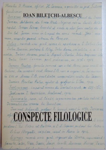 CONSPECTE FILOLOGICE de IOAN BILETCHI - ALBESCU , 2009