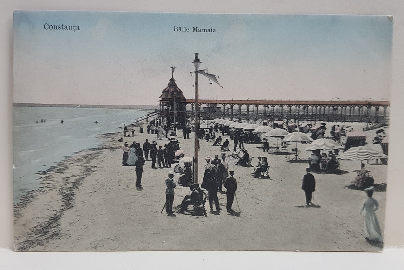 CONSTANTA - BAILE MAMAIA , CARTE POSTALA ILUSTRATA , POLICROMA , CIRCULATA , DATATA 1907