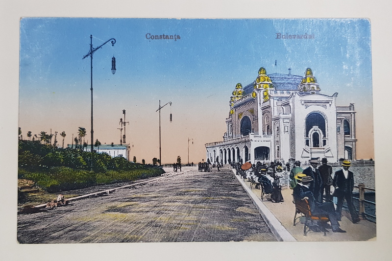 CONSTANTA , BULEVARDUL CU CAZINOUL  , CARTE POSTALA ILUSTRATA , 1917