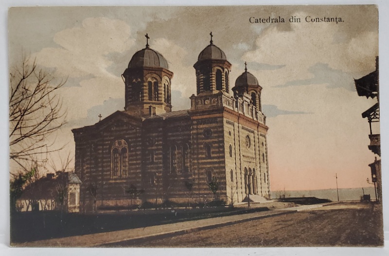 CONSTANTA , CATEDRALA LA RASARITUL SOARELUI PE MARE , CARTE POSTALA , INCEPUTUL SEC. XX