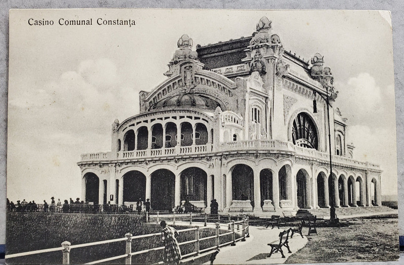 CONSTANTA , CAZINOUL COMUNAL , CARTE POSTALA ILUSTRATA , INCEPUTUL SEC. XX