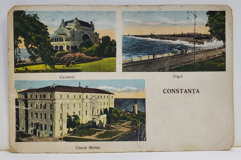 CONSTANTA , CAZINOUL , DIGUL , CERCUL MILITAR , CARTE POSTALA ILUSTRATA , 1932