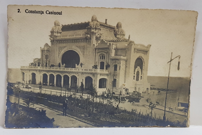 CONSTANTA , CAZINOUL SI AMENAJARILE EXTERIOARE , CARTE POSTALA ILUSTRATA , MONOCROMA , CIRCULATA , DATATA 1921