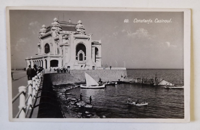 CONSTANTA , CAZINOUL SI BARCI IN MICUL GOLF DE LANGA , FOTOGRAFIE TIP CARTE POSTALA , 1936