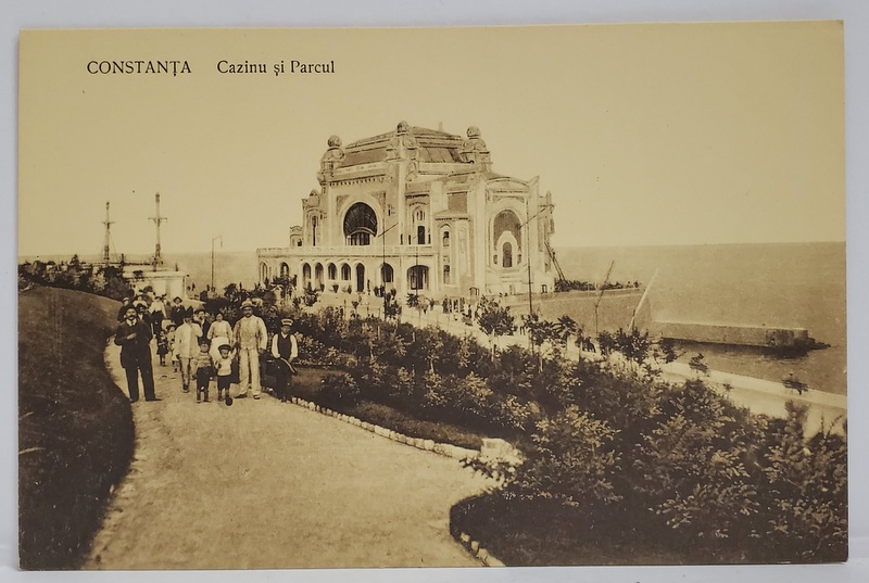 CONSTANTA , CAZINOUL SI PARCUL , VEDERE SPRE MARE , CARTE POSTALA , INCEPUTUL SEC. XX