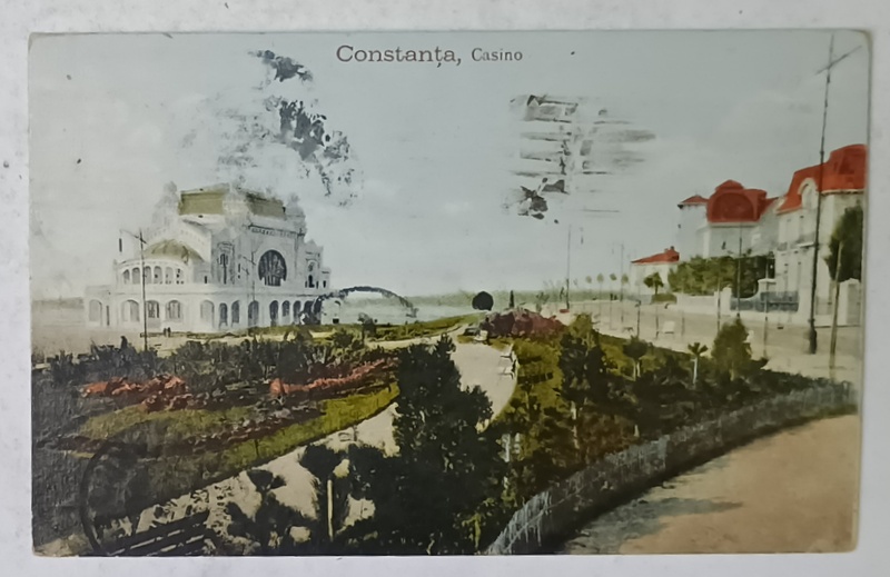 CONSTANTA , CAZINOUL SI VILELE DIN VECINATATE , VEDERE INSPRE MARE , CARTE POSTALA , 1924