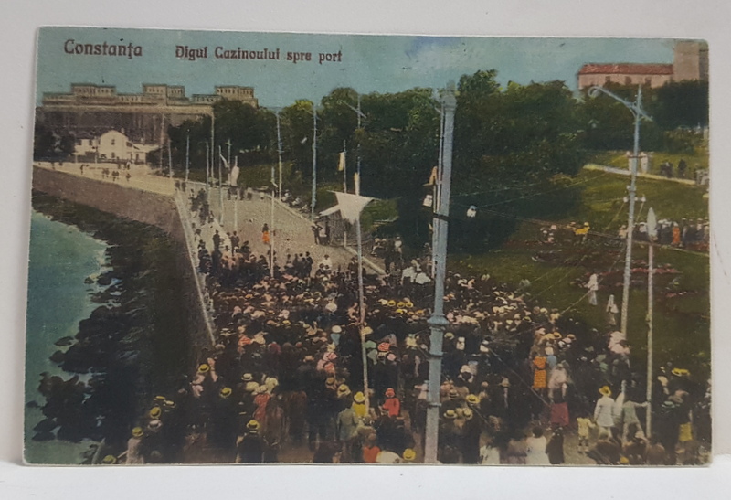 CONSTANTA - DIGUL CAZINOULUI SPRE PORT , CARTE POSTALA ILUSTRATA , POLICROMA, NECIRCULATA , DATATA 1925