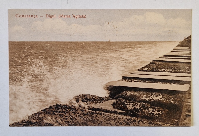 CONSTANTA , DIGUL SI MAREA AGITATA , CARTE POSTALA , INCEPUT DE SEC. XX