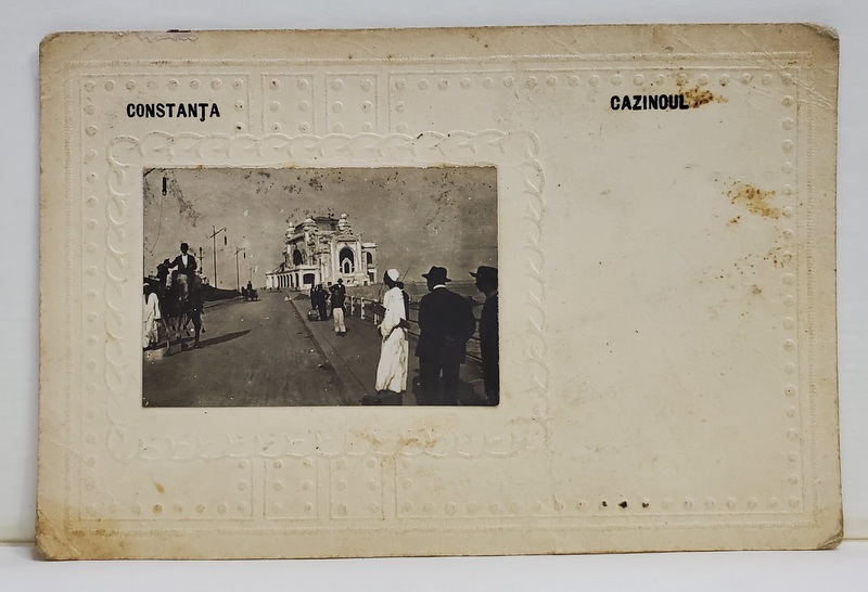 CONSTANTA - FALEZA CU CAZINOUL , FOTOGRAFIE DE MICI DIMENSIUNI , TIP CARTE POSTALA , 1938