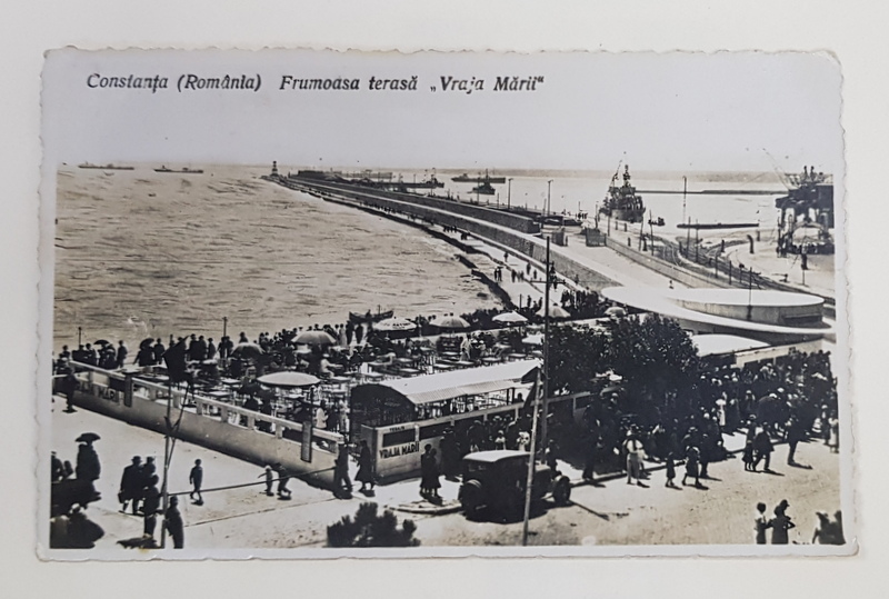 CONSTANTA , FRUMOASA TERASA VRAJA MARII , CARTE POSTALA ILUSTRATA , INTERBELICA