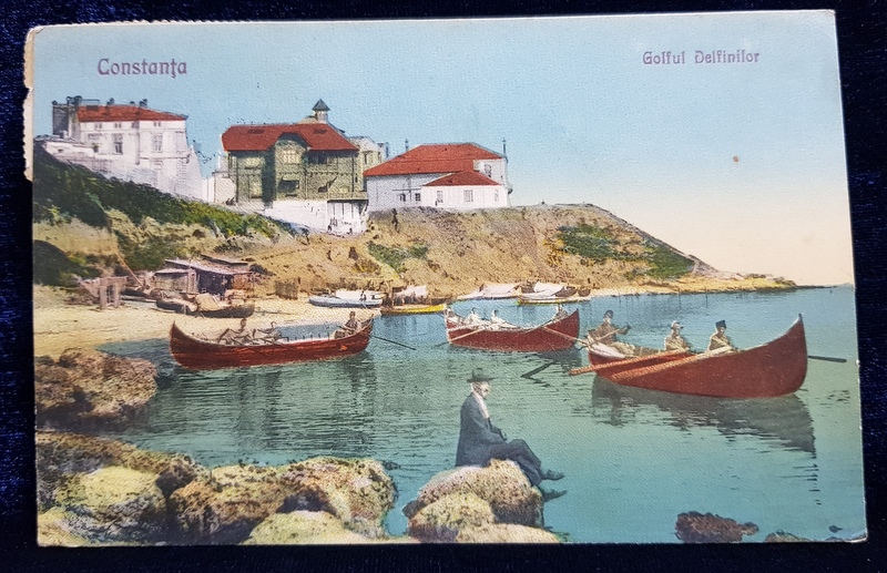 CONSTANTA  - GOLFUL DELFINILOR , CARTE POSTALA ILUSTRATA , POLICROMA, CIRCULATA , DATATA 1926