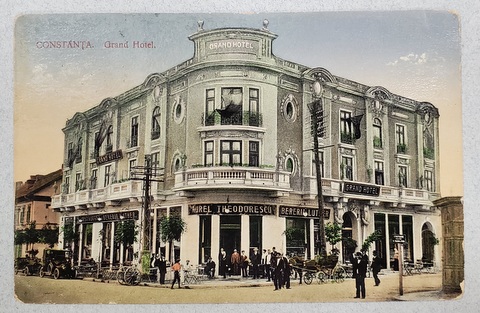 CONSTANTA , GRAND HOTEL CU BERARIA LUTHER A LUI AUREL THEODORESCU , CARTE POSTALA , 1915