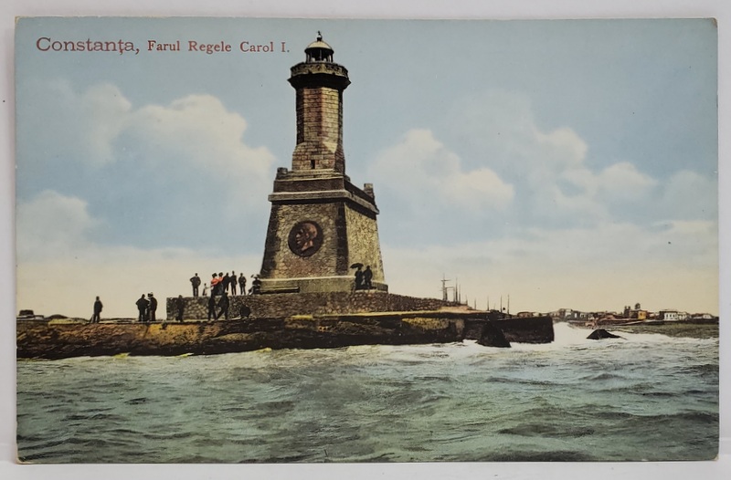 CONSTANTA , PAVILIONUL M.S. REGINA ELISABETA SI FARUL , CARTE POSTALA , INCEPUTUL SEC. XX