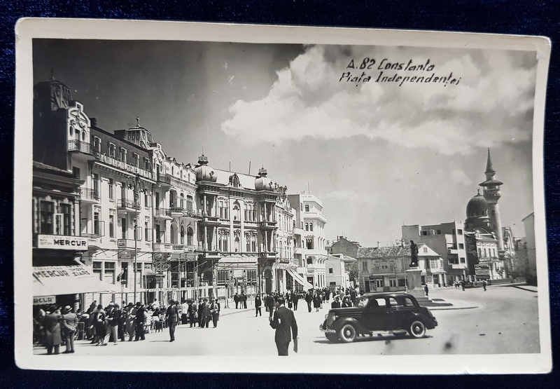 CONSTANTA  - PIATA INDEPENDENTEI , FOTOGRAFIE TIP CARTE POSTALA , MONOCROMA, NECIRCULATA , PERIOADA INTERBELICA