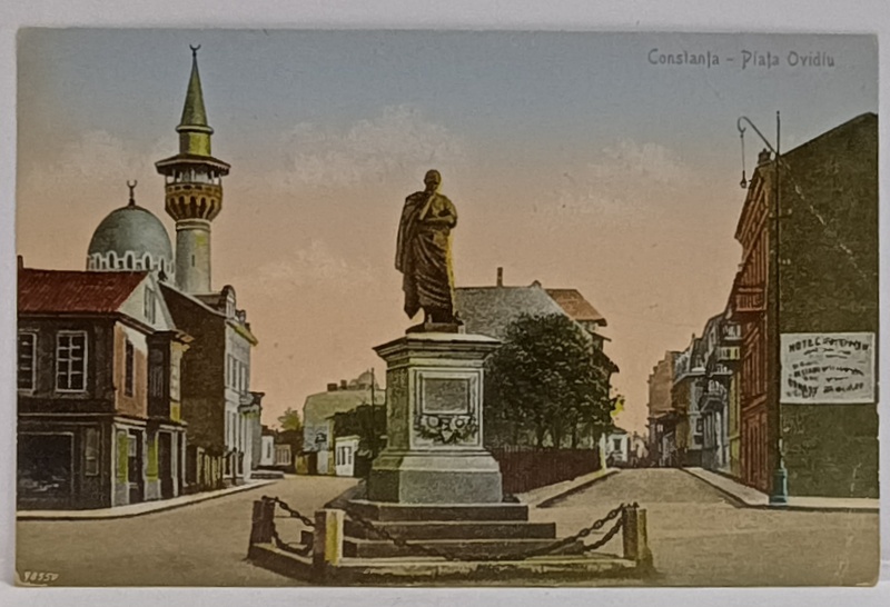 CONSTANTA , PIATA OVIDIU , MINARETUL IN PLAN SECUND , CARTE POSTALA , 1921