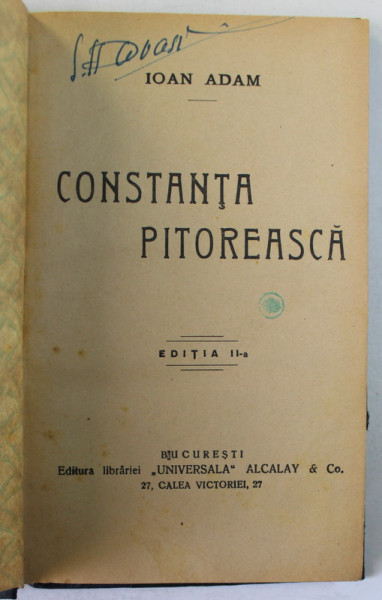 CONSTANTA PITOREASCA CU IMPREJURIMILE EI de IOAN ADAM, EDITIA A II-A