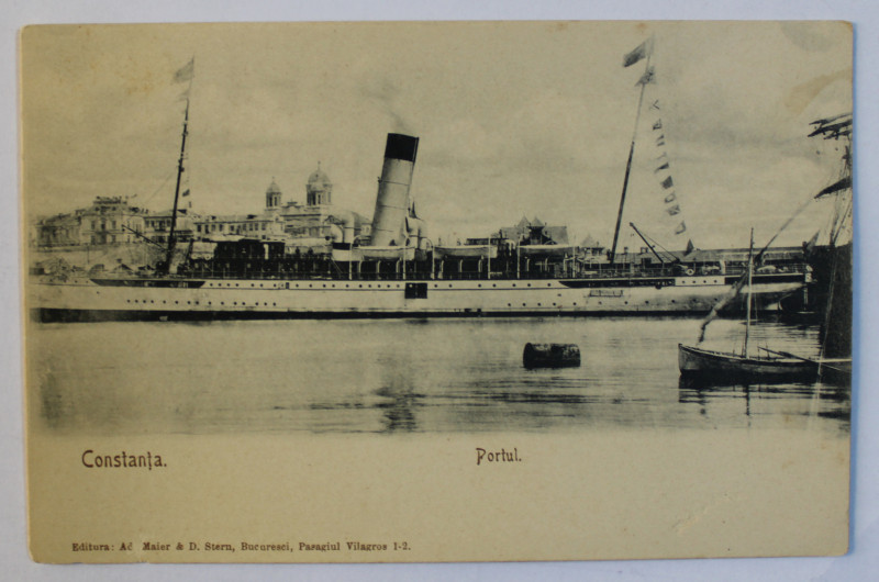 CONSTANTA  - PORTUL , CARTE POSTALA ILUSTRATA , MONOCROMA , NECIRCULATA , CLASICA