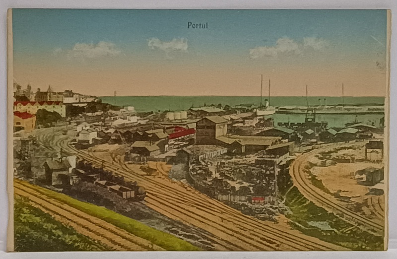 CONSTANTA , PORTUL CU CALEA  FERATA AMENAJATA , CARTE POSTALA , 1927