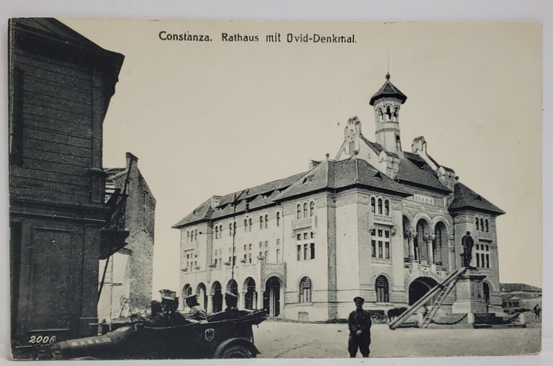 CONSTANTA , PRIMARIA SI MONUMENTUL LUI OVIDIU , CARTE POSTALA , INCEPUTUL SEC. XX