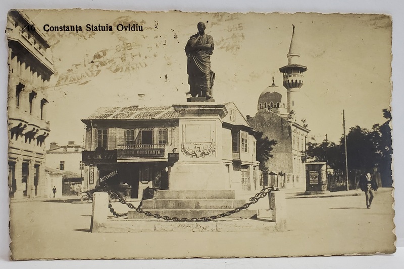 CONSTANTA , STATUIA LUI OVIDIU SI GEAMIA , FOTOGRAFIE TIP CARTE POSTALA , ANII '20