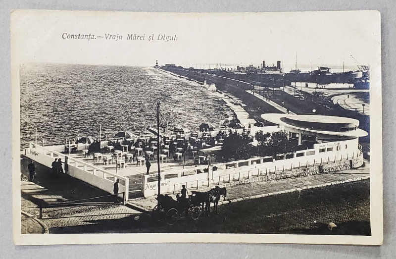 CONSTANTA , TERASA VRAJA MARII SI DIGUL , CARTE POSTALA ILUSTRATA , 1935