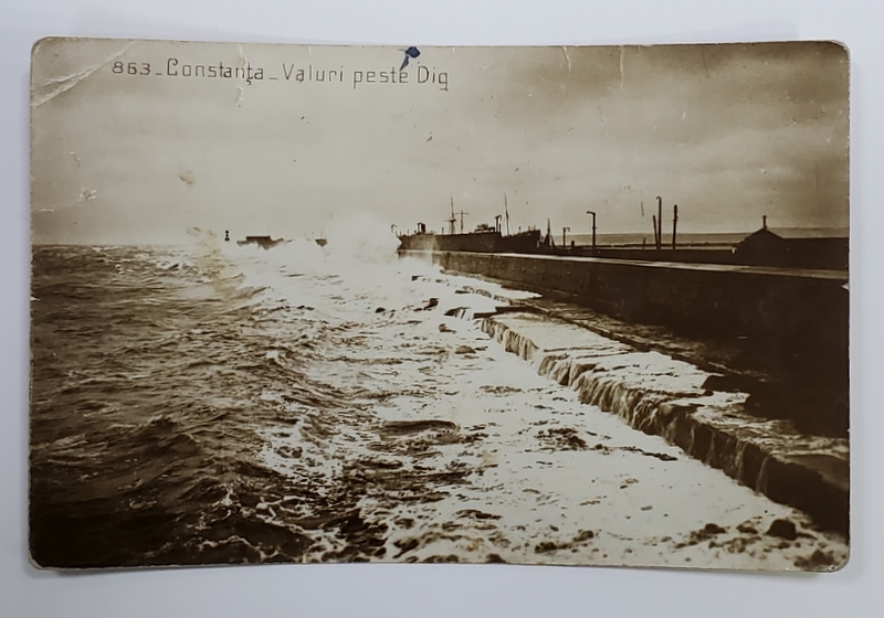 CONSTANTA , VALURI PESTE DIG , FOTOGRAFIE TIP CARTE POSTALA , INTERBELICA