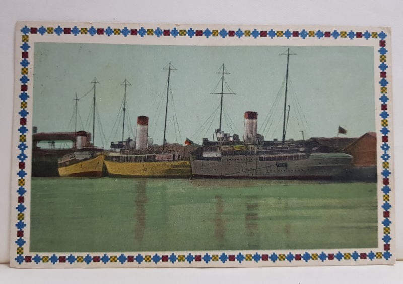 CONSTANTA , VAPOARELE ' REGELE CAROL ' , ' ROMANIA ' SI ' PRINCIPESA MARIA  ' IN PORT , CARTE POSTALA ILUSTRATA , INCEPUTUL SECOLULUI XX