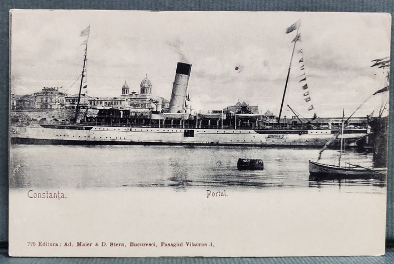 CONSTANTA , VAPOR ANCORAT IN PORT , CARTE POSTALA , CLASICA