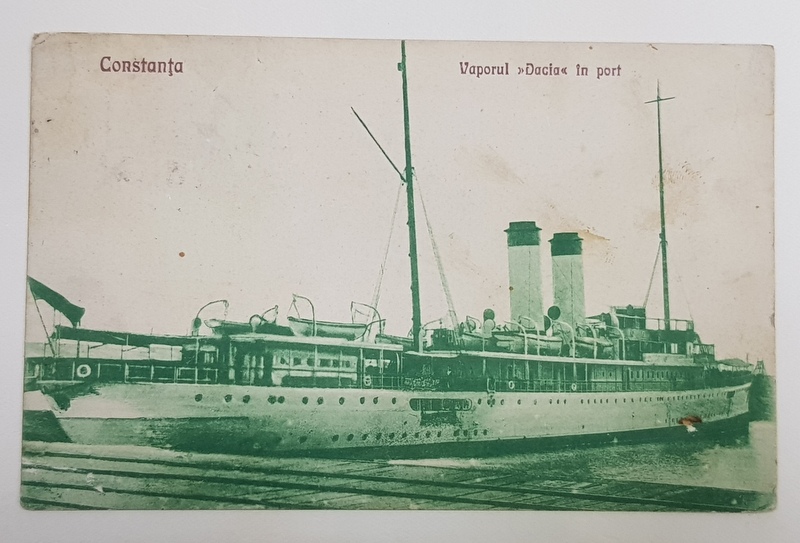 CONSTANTA , VAPORUL ' DACIA ' IN PORT , CARTE POSTALA ILUSTRATA , 1928