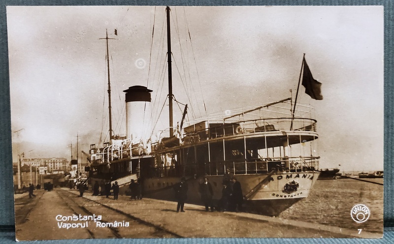 CONSTANTA , VAPORUL '' ROMANIA '' ANCORAT LA MAL , CARTE POSTALA , INTERBELICA