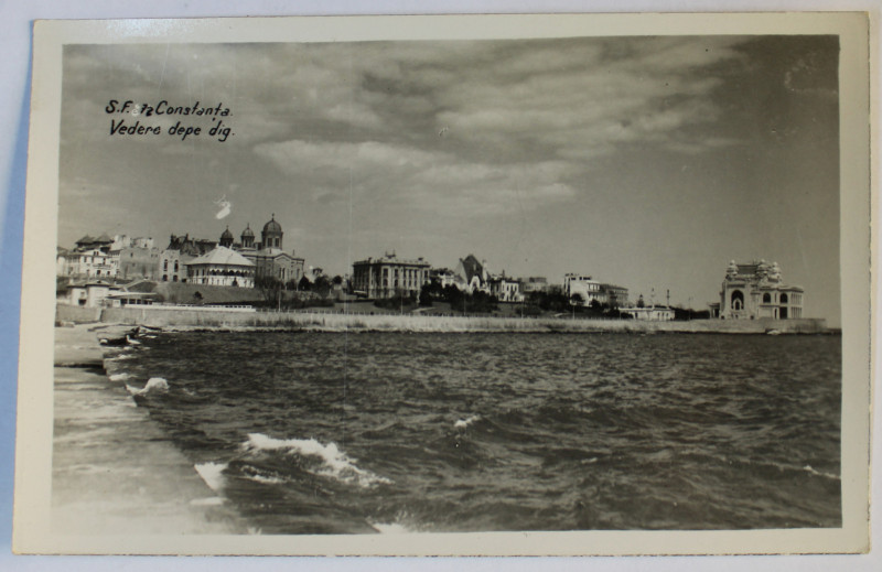 CONSTANTA  - VEDERE DE PE DIG , CARTE POSTALA ILUSTRATA , MONOCROMA , NECIRCULATA , PERIOADA INTERBELICA