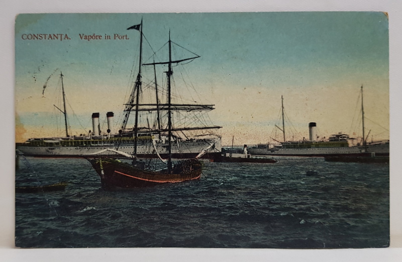 CONSTANTA , VEDERE DIN PORT , CARTE POSTALA ILUSTRATA , 1911