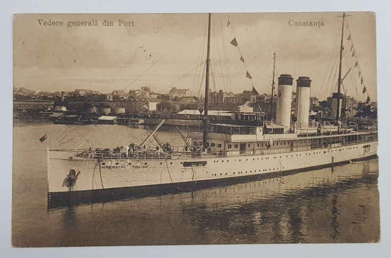 CONSTANTA , VEDERE GENERALA DIN PORT , CARTE POSTALA ILUSTRATA , 1913