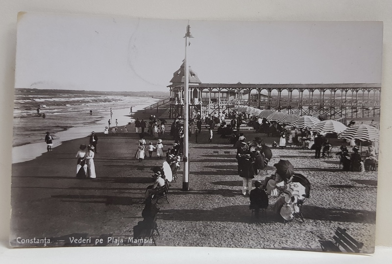 CONSTANTA - VEDERE PE PLAJA MAMAIA , CARTE POSTALA ILUSTRATA , MONOCROMA, CIRCULATA , DATATA 1911