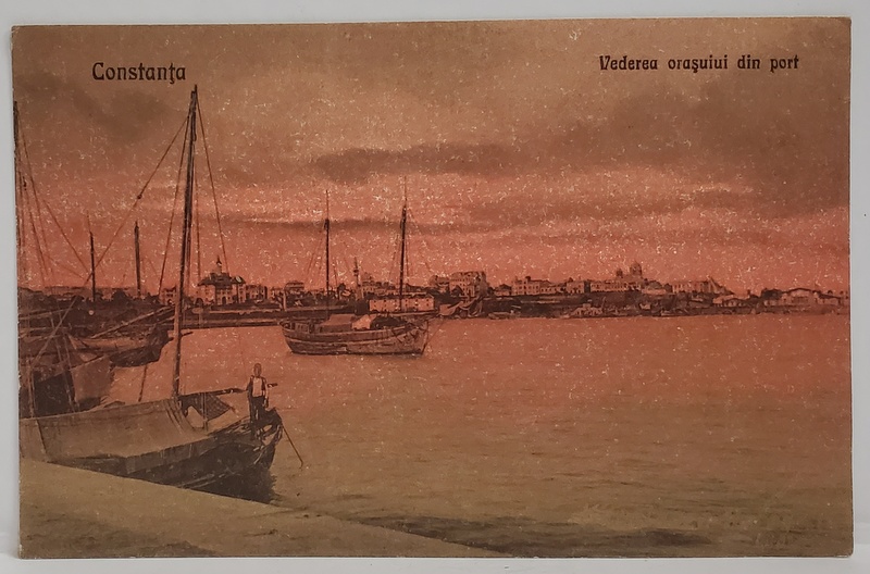CONSTANTA , VEDEREA ORASULUI DIN PORT , CARTE POSTALA , INCEPUTUL SEC. XX