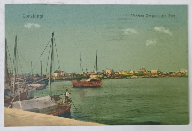 CONSTANTA , VEDEREA ORASULUI DINSPRE PORT , CARTE POSTALA , 1923