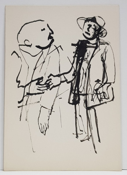 CONSTANTIN BACIU ( 1930 - 2005 ),  BARBATI SALUTANDU - SE , DESEN