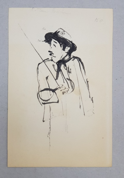 CONSTANTIN BACIU ( 1930 - 2005 ) , DOI PRIETENI  / PERSONAJ CU PALARIE , DESENE