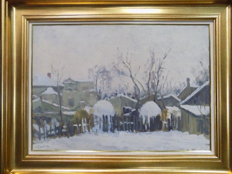 Constantin Isachie Popescu (1888 -1967), Peisaj de iarna cu case