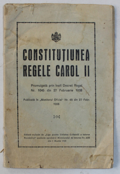 CONSTITUTIUNEA REGELE CAROL II  1938