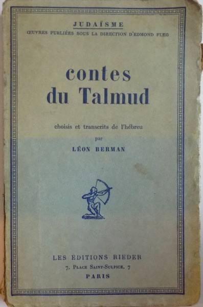 CONTES DU TALMUD par LEON BERMAN, PARIS 1927