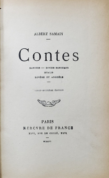 CONTES par ALBERT SAMAIN , 1916